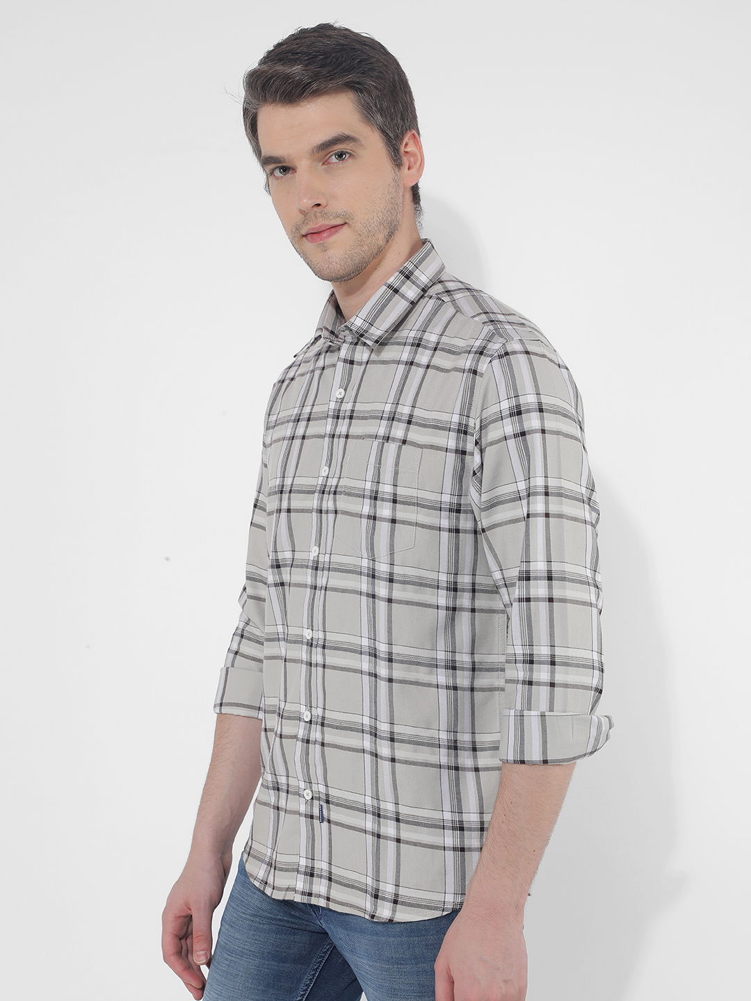 Numero Uno Men Checkered Grey Shirt